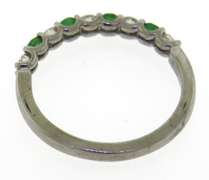 Platinum Alternating Emerald & Diamond Shared Prong Ban