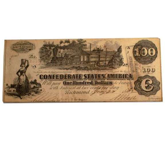 $100 Confederate States Note October 1 1862 Series T-40