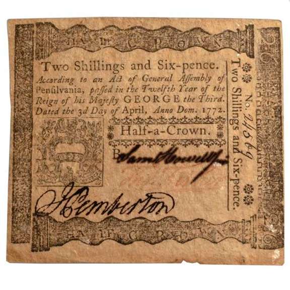 Pa 2 Shilling Six Pence April 3 1772 Series Note