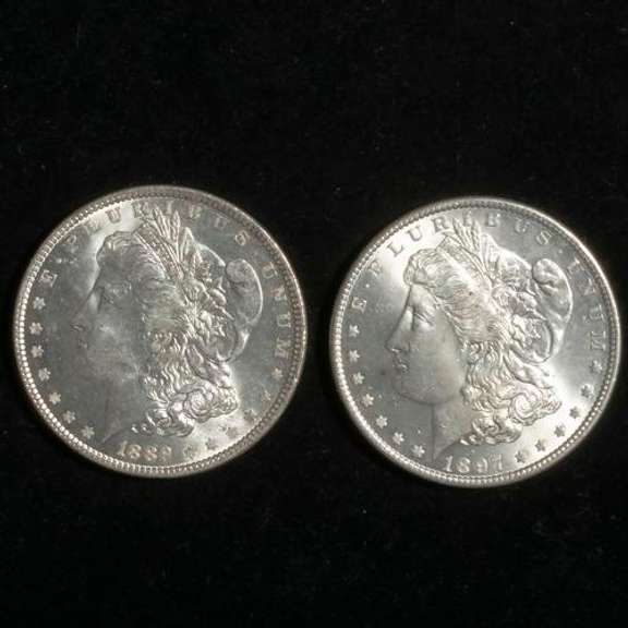 1889 And 1897 Frosty White BU Morgans