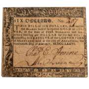 Maryland August 14 1776 Six Dollar Colonial Note