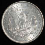 BU 1878 Reverse of 79 7 Tail Feathers Morgan Dollar