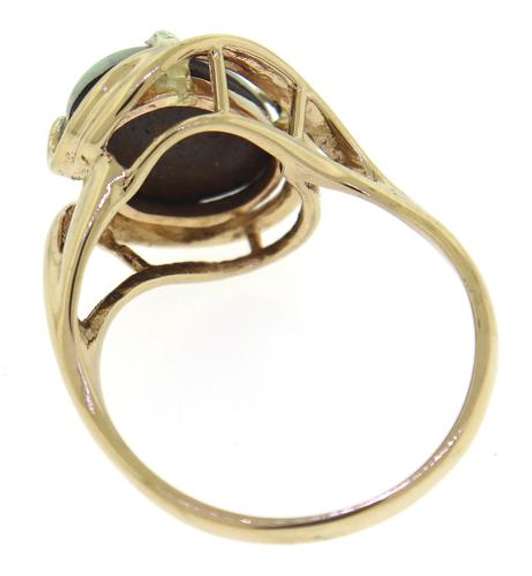 Great Yellow Gold Opal Doublet Ring