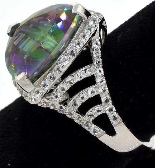 Exquisite Mystic Topaz Ring in Sterling Silver