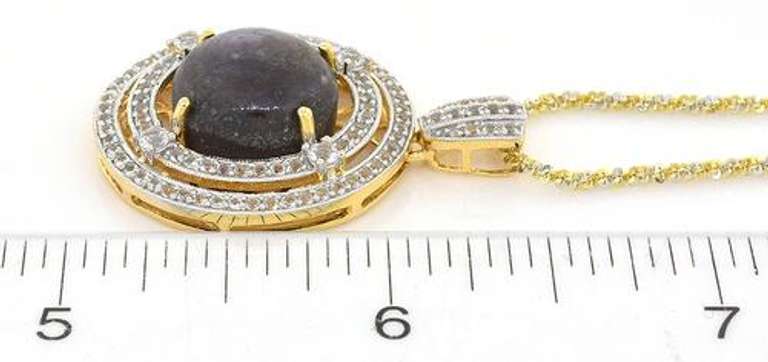 Fabulous Huge 20.62CT Ruby & White Topaz Necklace in Vermeil
