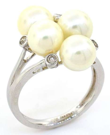 Classy Pearl & Diamond Ring in Sterling Silver