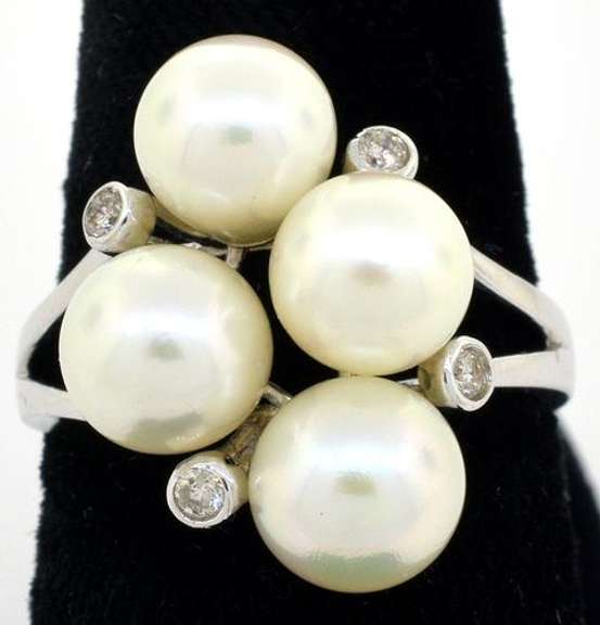 Classy Pearl & Diamond Ring in Sterling Silver