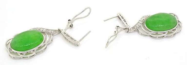 Delightful Jade & Diamond Earrings in Sterling Silver