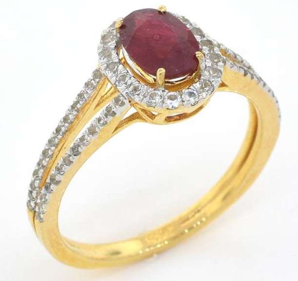 Beautiful Ruby & Sapphire Halo Ring in Vermeil