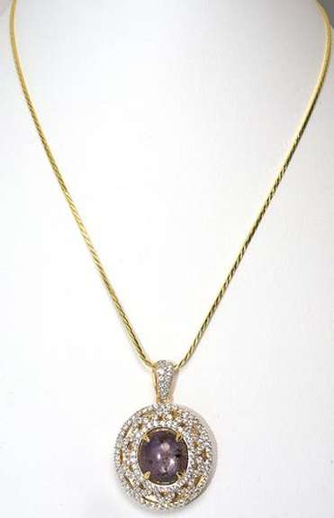 Lovely Massive 13.00CT Ruby & Sapphire Necklace in Vermeil