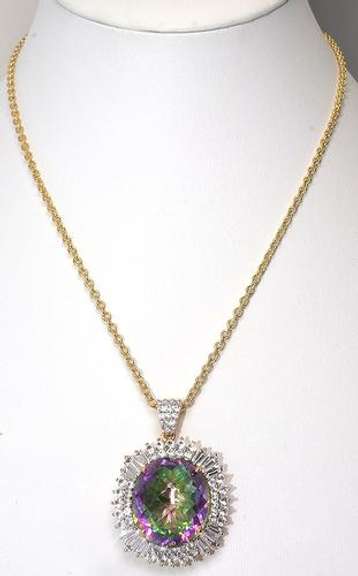 Gorgeous Massive Mystic Quartz Necklace in Vermeil