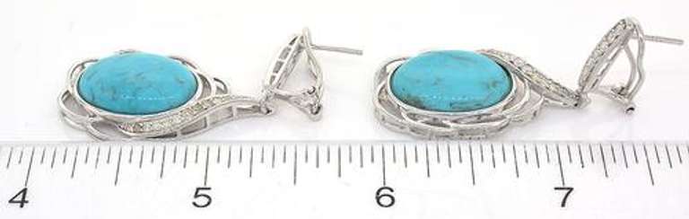 Beautiful Turquoise & Diamond Earrings in Sterling Silver