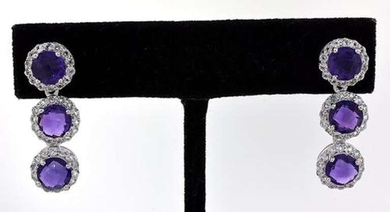 Playful Amethyst & Topaz Earrings in Sterling Silver