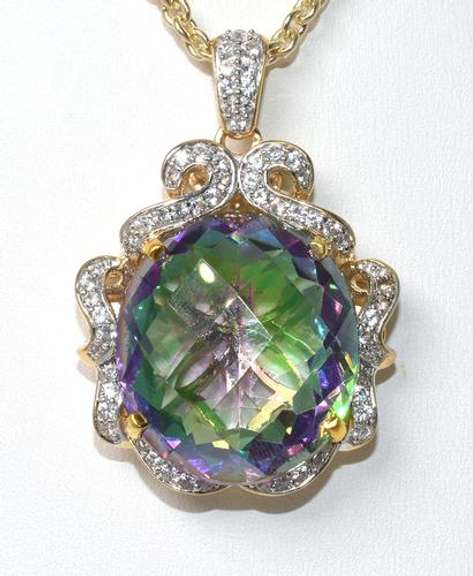 Lovely Mystic Quartz & Topaz Necklace in Vermeil