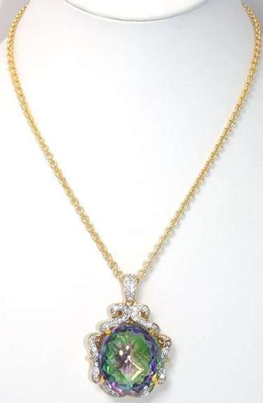Lovely Mystic Quartz & Topaz Necklace in Vermeil