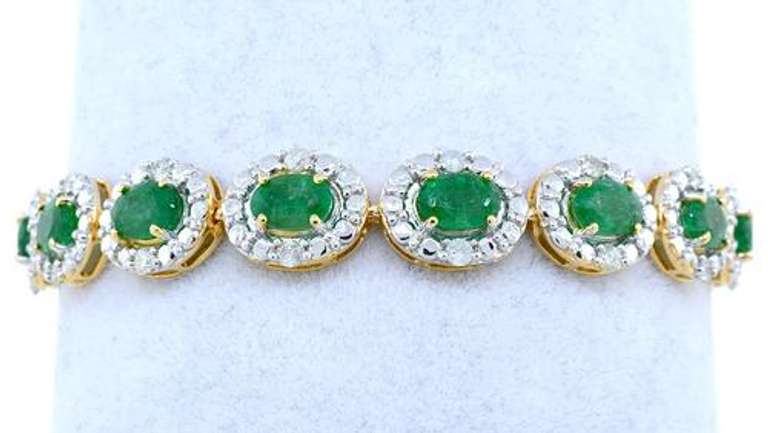 Glittering Emerald & Diamond Bracelet in Vermeil