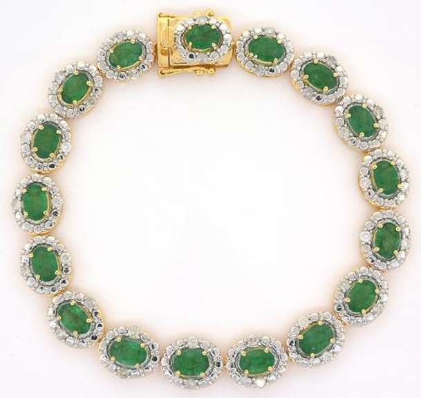 Glittering Emerald & Diamond Bracelet in Vermeil