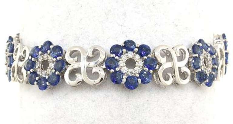Fabulous Floral 9.8CTW Tanzanite & CZ Bracelet in Sterling Silver