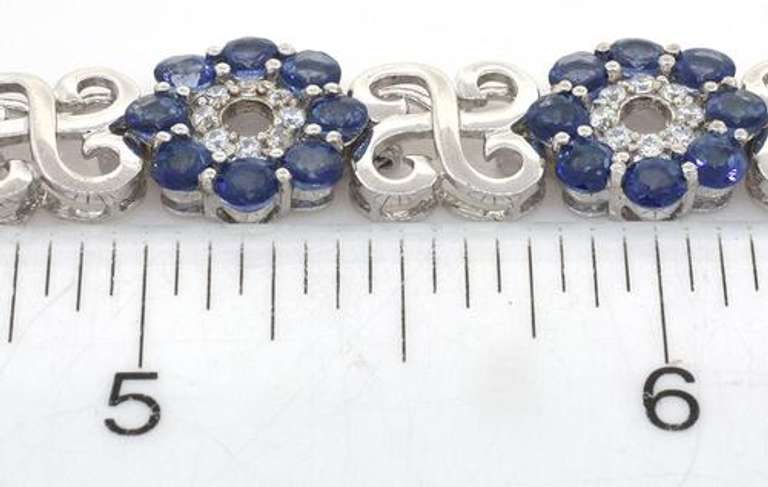 Fabulous Floral 9.8CTW Tanzanite & CZ Bracelet in Sterling Silver