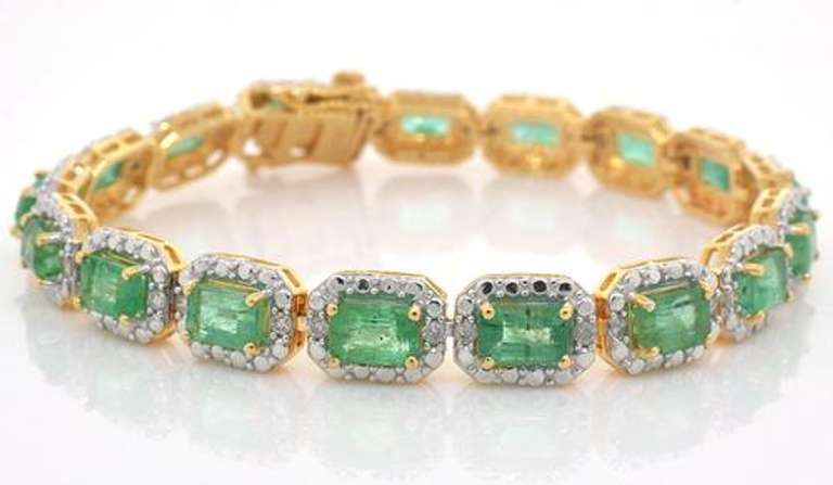 Inspiring Emerald & Diamond Bracelet in Vermeil
