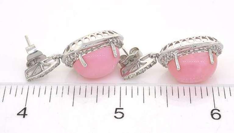 Charming Pink Opal & Topaz Earrings in Sterling Silver