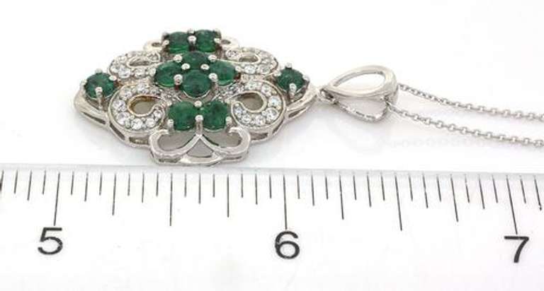 Dazzling Emerald & CZ Necklace in Sterling Silver