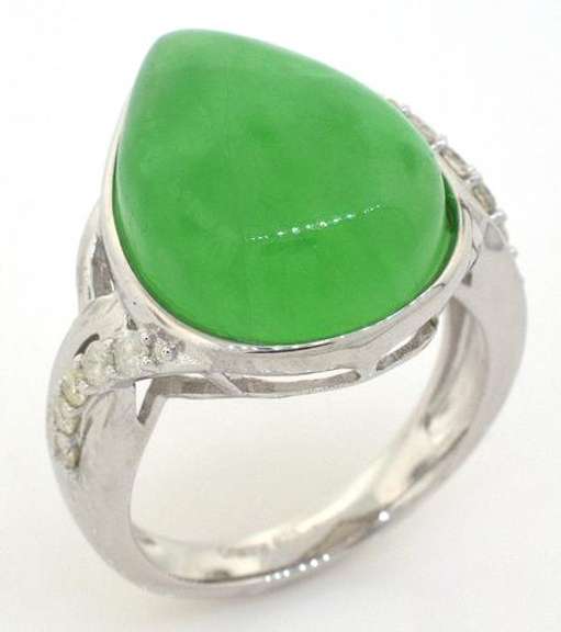 Mystical Jade & Diamond Ring in Sterling Silver