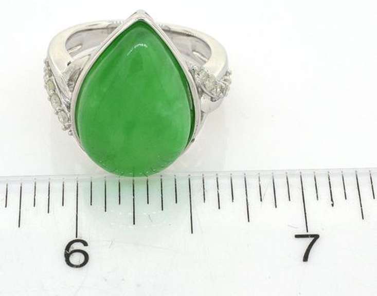 Mystical Jade & Diamond Ring in Sterling Silver