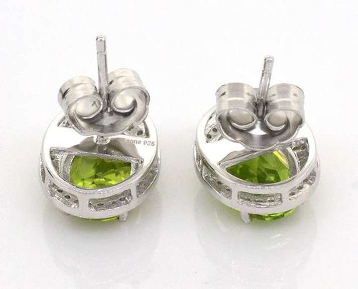 Vivid Peridot & Diamond Earrings in Sterling Silver