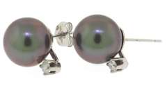Elegant Black Pearl w RBC Diamond Accent Earrings