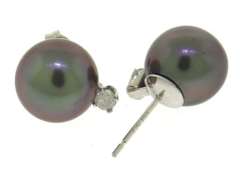 Elegant Black Pearl w RBC Diamond Accent Earrings
