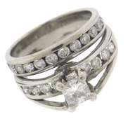 Classic 14kt WG Princess Cut Center with Channel Style Wedding Set