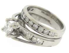 Classic 14kt WG Princess Cut Center with Channel Style Wedding Set