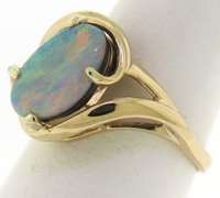 Great Yellow Gold Opal Doublet Ring