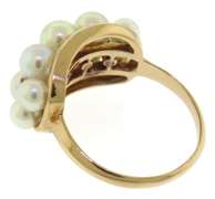 Gorgeous 14kt YG Double Row Pearl with Diamond Accents Ring