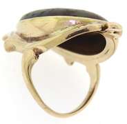 Luxurious Vintage Yellow Gold Oval Cabochon Jasper Ring