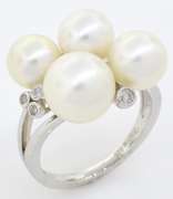 Beautiful Pearl Ring with Diamond Accents in Sterling Silver