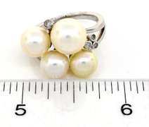Beautiful Pearl Ring with Diamond Accents in Sterling Silver