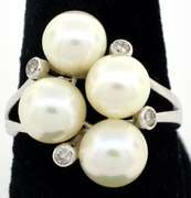 Classy Pearl & Diamond Ring in Sterling Silver