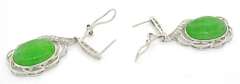 Delightful Jade & Diamond Earrings in Sterling Silver