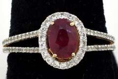 Beautiful Ruby & Sapphire Halo Ring in Vermeil