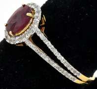 Beautiful Ruby & Sapphire Halo Ring in Vermeil