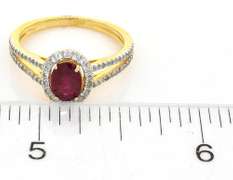 Beautiful Ruby & Sapphire Halo Ring in Vermeil