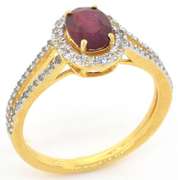 Glittering Ruby & White Sapphire Halo Ring in Vermeil