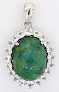 Lovely Massive 11.98CT Emerald & White Sapphire Pendant in Sterling Silver