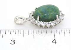 Lovely Massive 11.98CT Emerald & White Sapphire Pendant in Sterling Silver