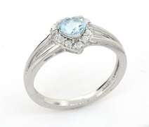 Sweet Heart-Cut Aquamarine & Diamond Ring in Sterling Silver
