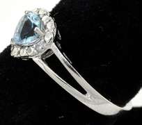 Sweet Heart-Cut Aquamarine & Diamond Ring in Sterling Silver