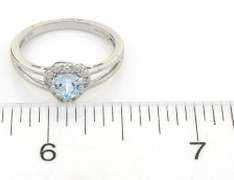 Sweet Heart-Cut Aquamarine & Diamond Ring in Sterling Silver