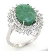 Shimmering Emerald & White Sapphire Ring in Sterling Silver